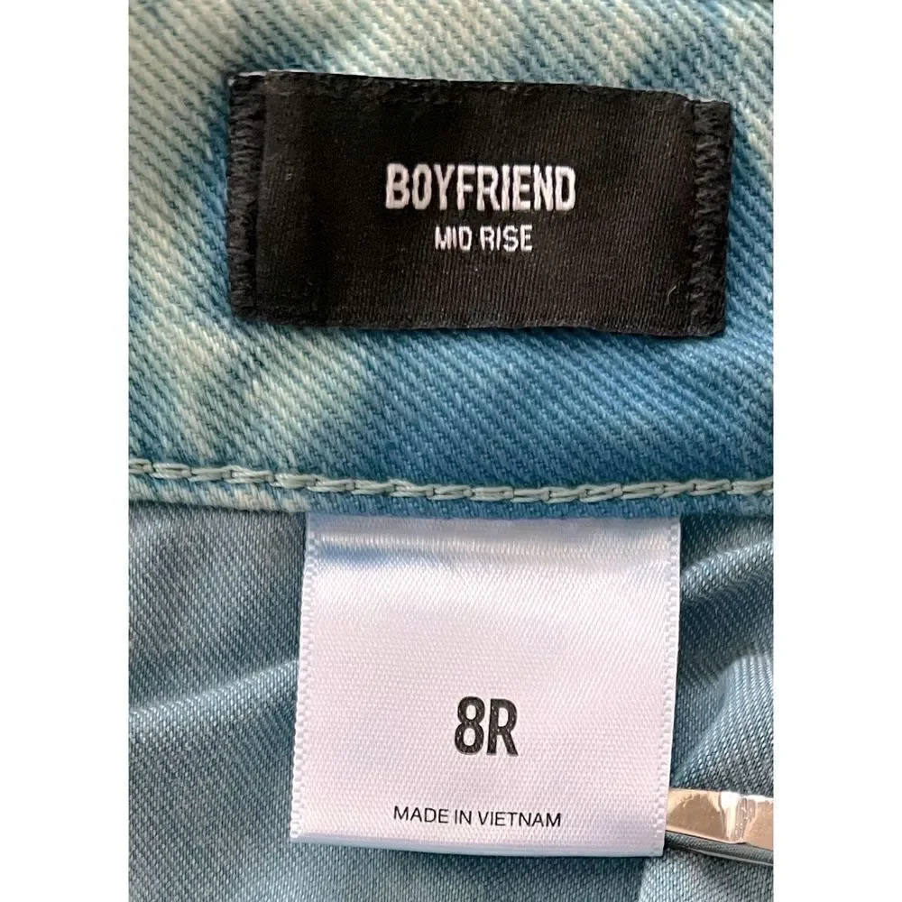 NWT Express Mid Rise Mint Green Tinted Boyfriend Jeans, Size 8R